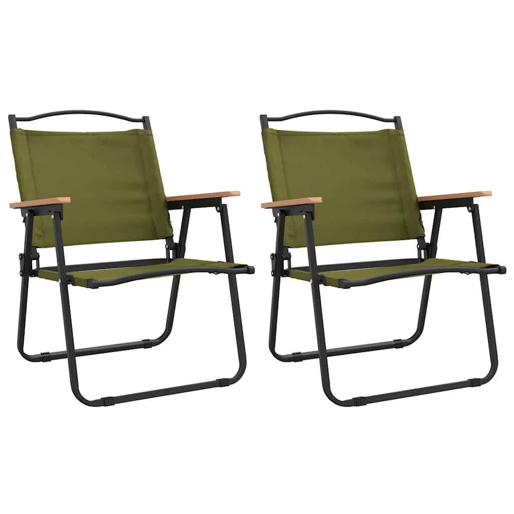 Foldable Camping Chairs 2 Pack Green Oxford Fabric C89708