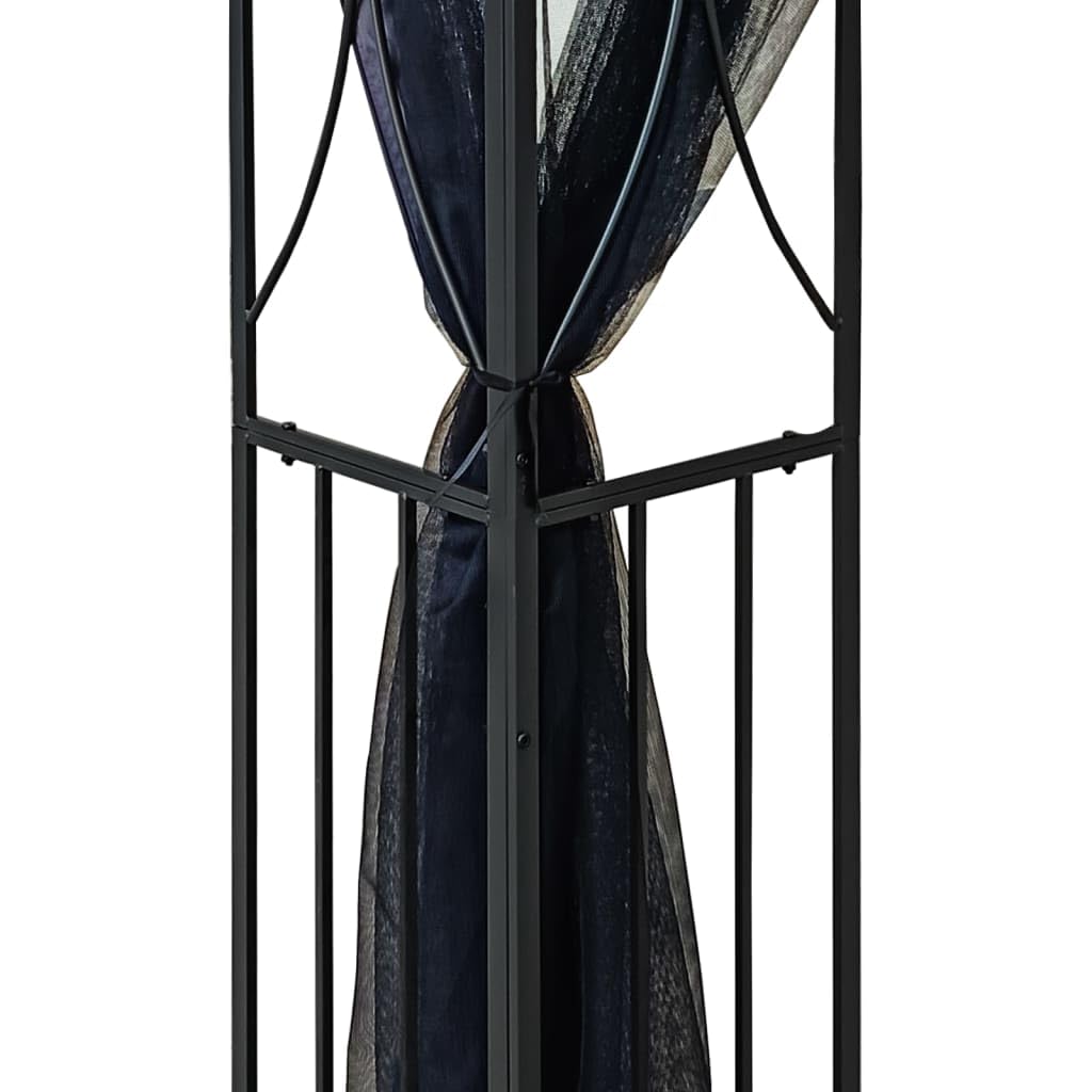 Steel Gazebo with Mesh Sidewalls Double-Tiered Roof N586