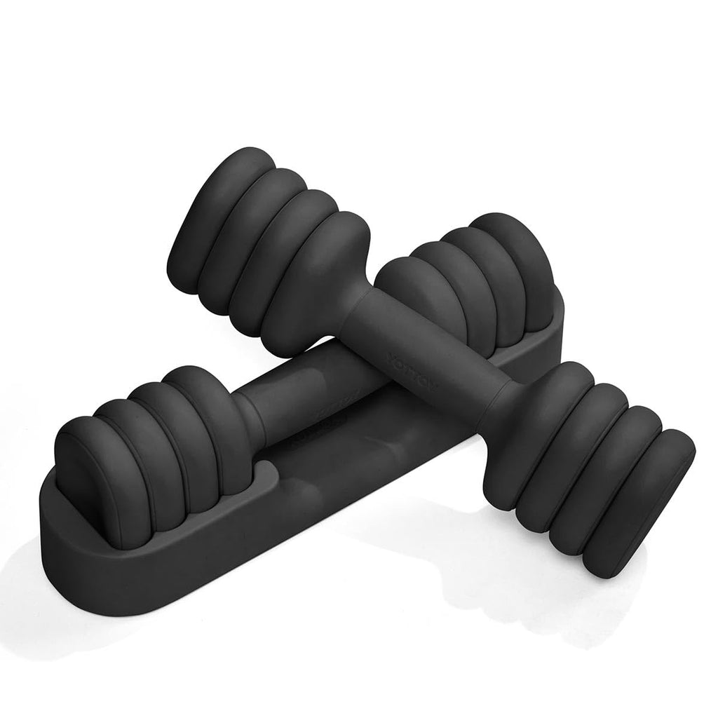 Adjustable Dumbbell Set of 2, 4-in-1 Free Weights with Soft Grip and Base S206