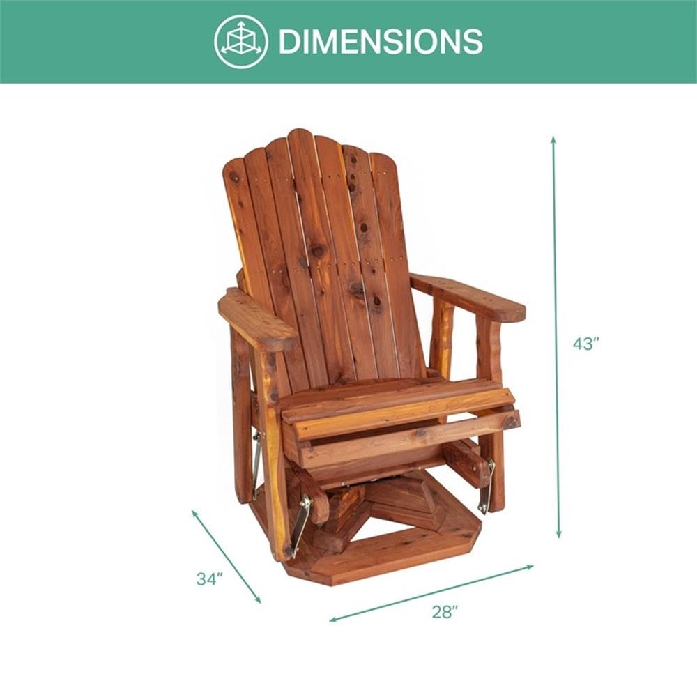 Brown Solid Wood Adirondack Swivel Glider Chair U37065