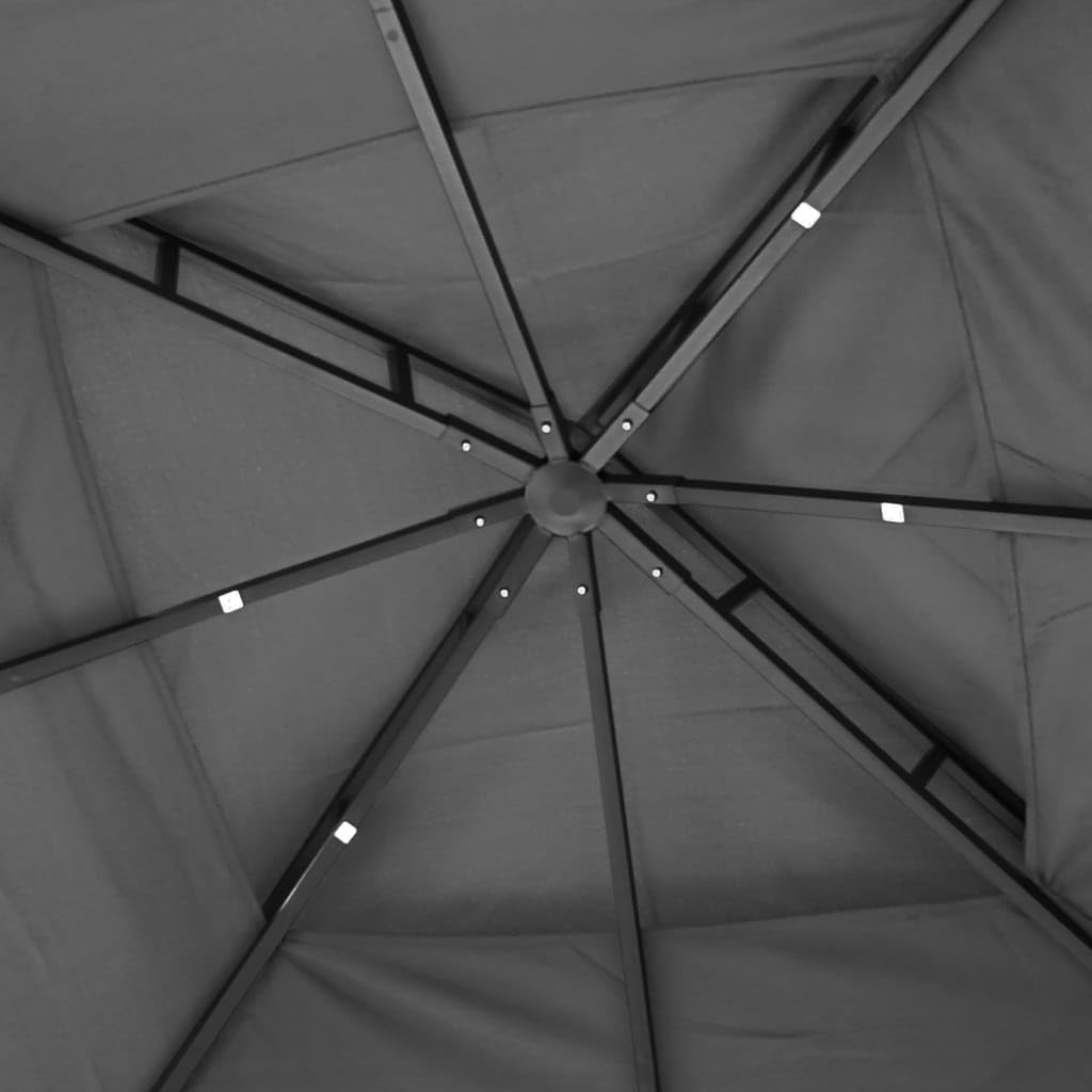 Steel Gazebo with Mesh Sidewalls Double-Tiered Roof N586