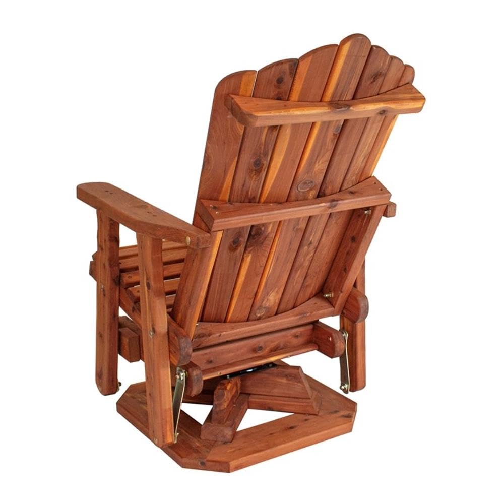 Brown Solid Wood Adirondack Swivel Glider Chair U37065