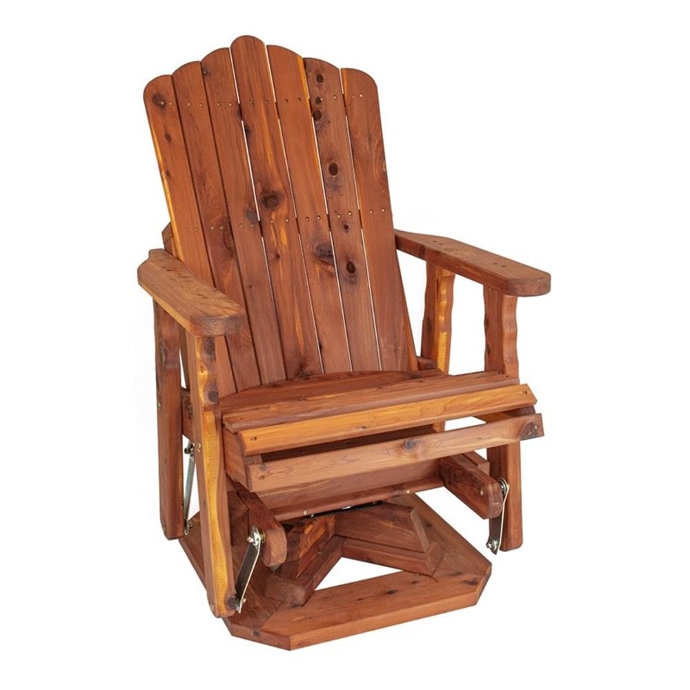 Brown Solid Wood Adirondack Swivel Glider Chair U37065