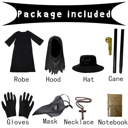 Plague Doctor Costume Set 8 in 1 Halloween Costumes Plague Doctor Mask Outfit C451
