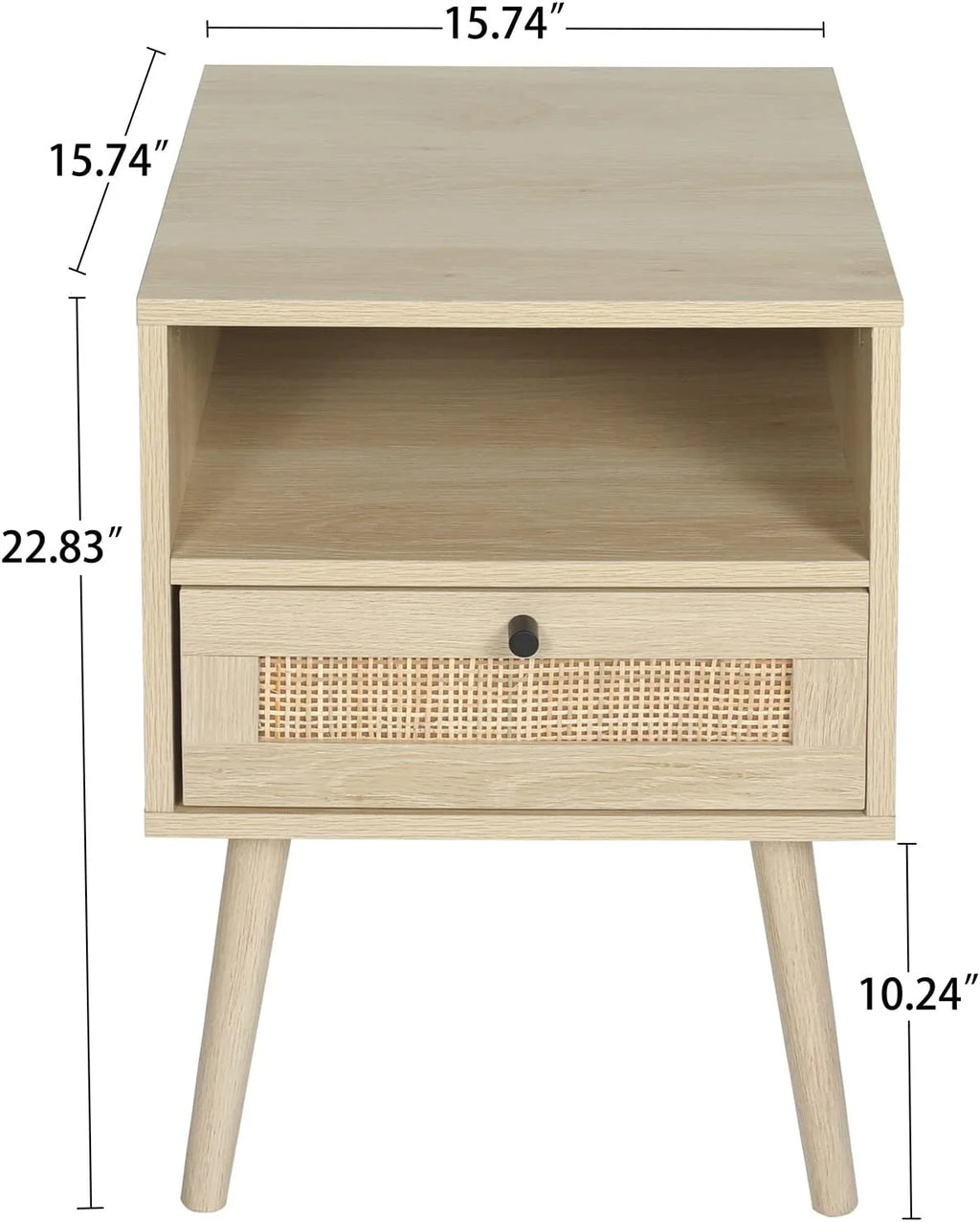Rattan End Table with 1 Drawer and Open Storage Shelf D644