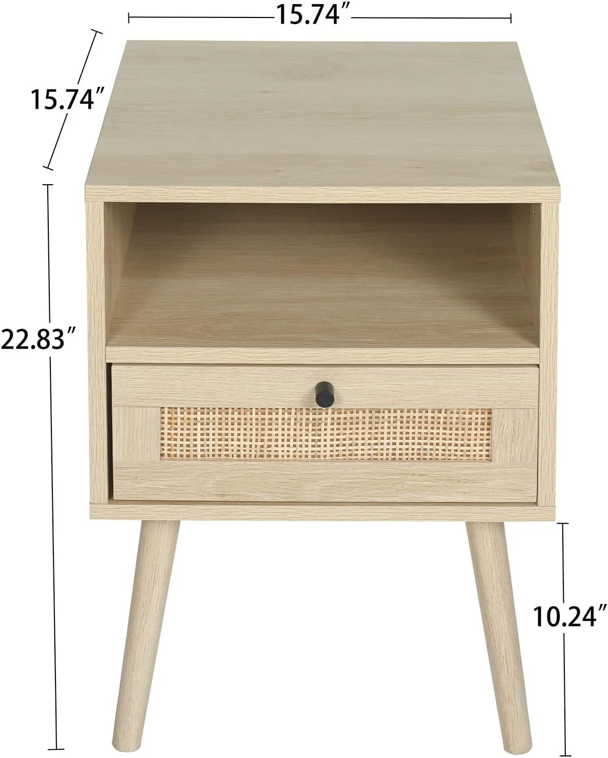 Rattan End Table with 1 Drawer and Open Storage Shelf D644