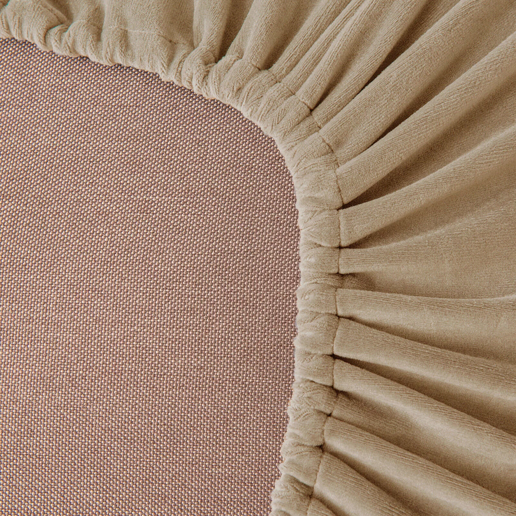 Khaki 5 Piece Stretch Velvet Sofa Cover R4477