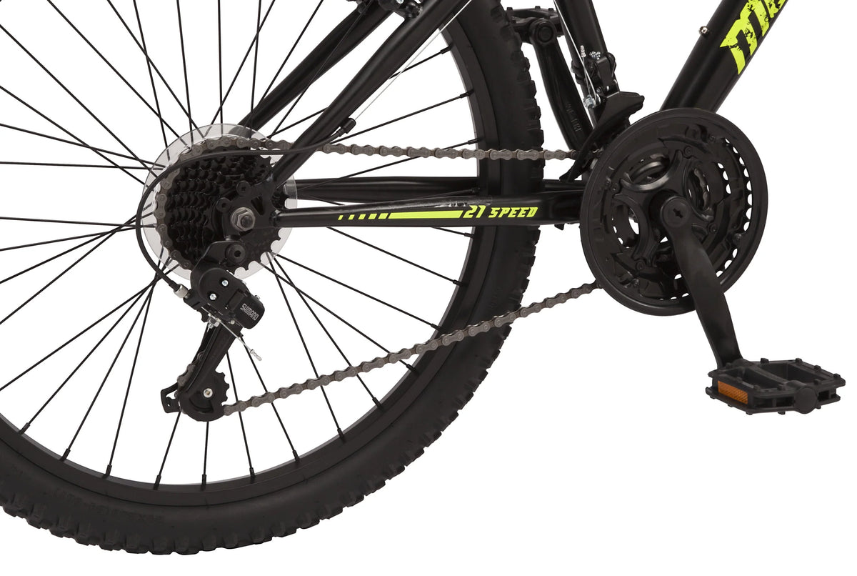 24-in. Unisex Mountain Bike, Black and Yellow, 21 Speeds F729