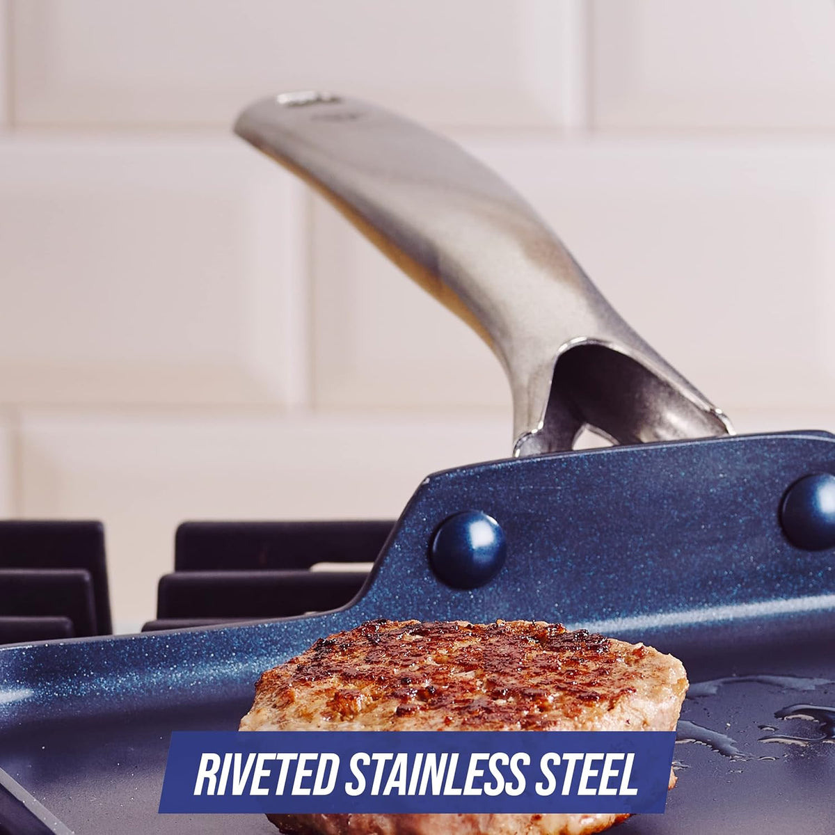 Blue Diamond 11" Griddle Pan and 8" Frying Pan Skillet, Diamond Infused Ceramic Nonstick Q231