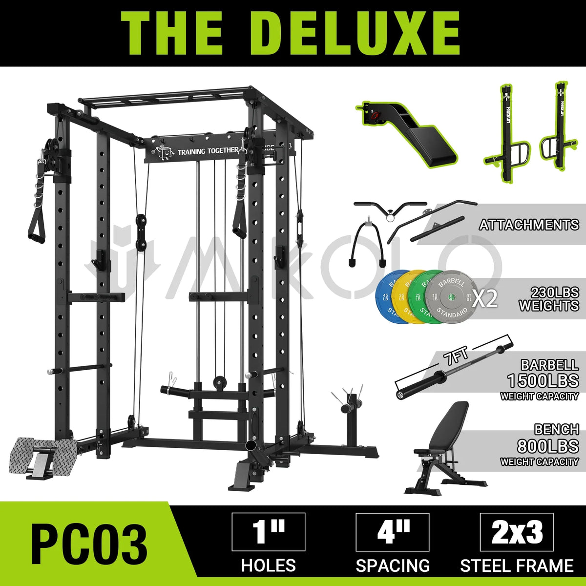 1500 lbs Power Rack Cage with Cable Crossover Machine G335679
