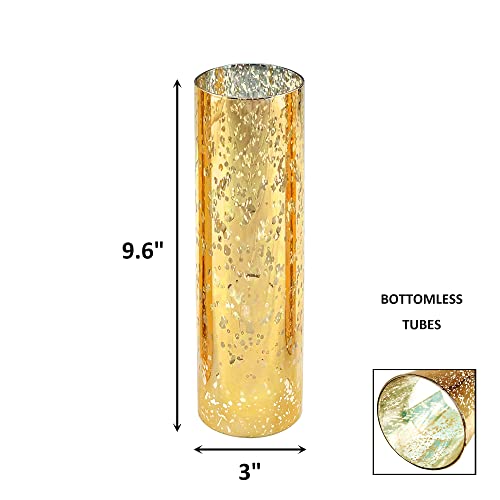2 PCS Mercury Gold Glass Hurricane Candleholder J957755