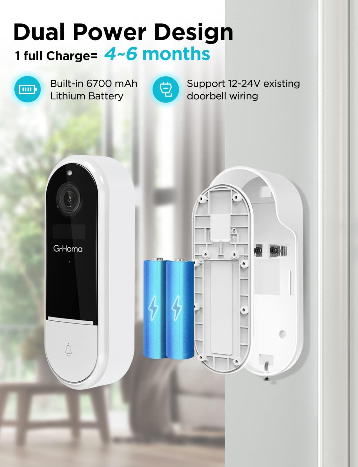 Wireless Wi-Fi Video Doorbell Camera with Motion Detector L83525