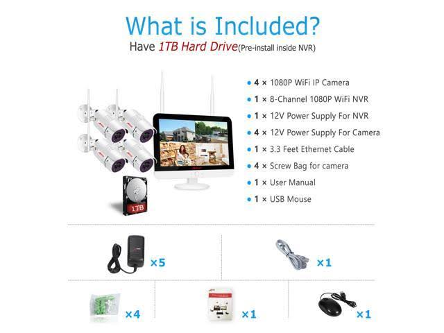 8CH 1TB NVR 1080p Wireless Security Camera System G9440