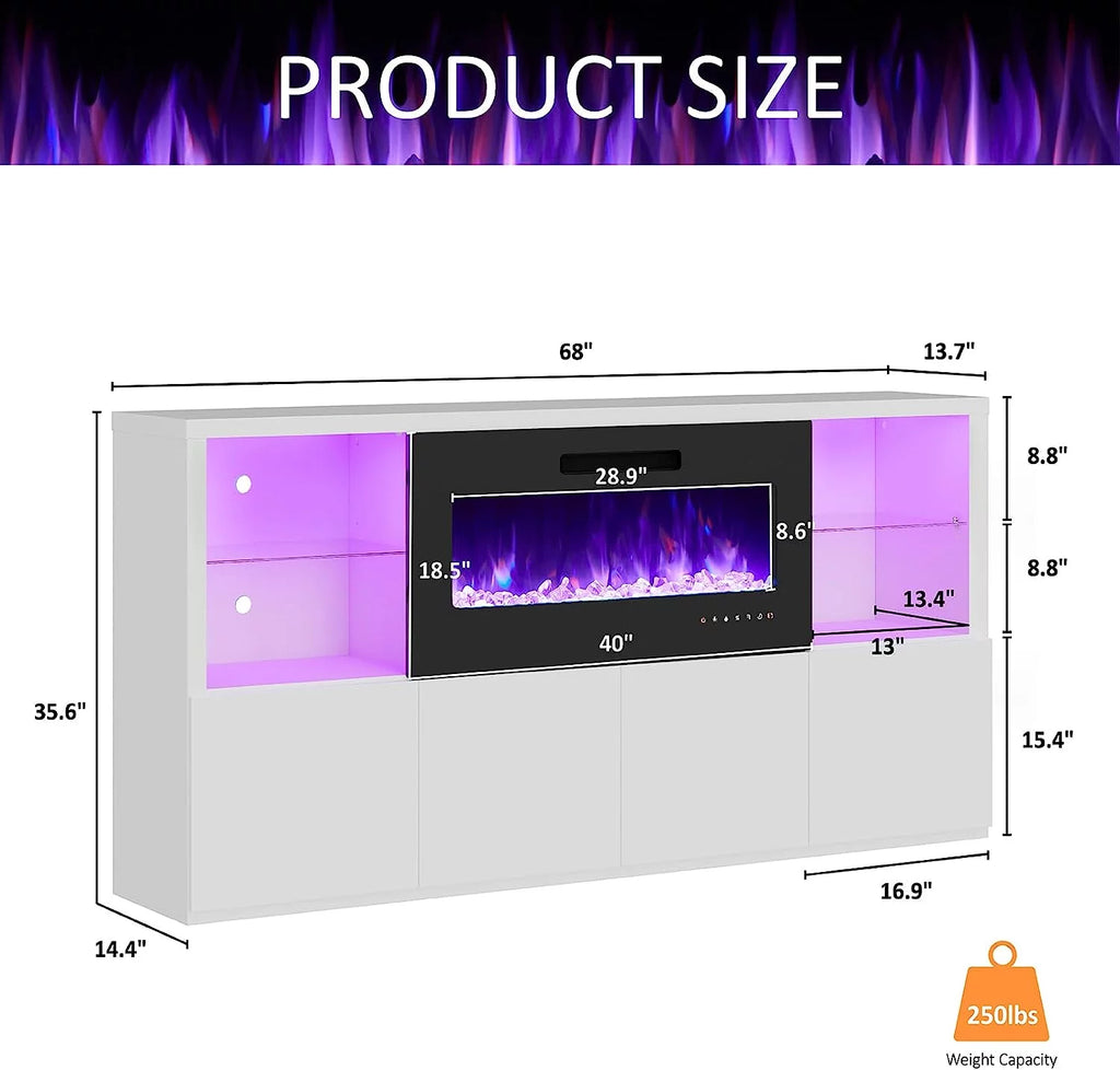 68" Fireplace TV Stand with 40" Electric Fireplace T39729