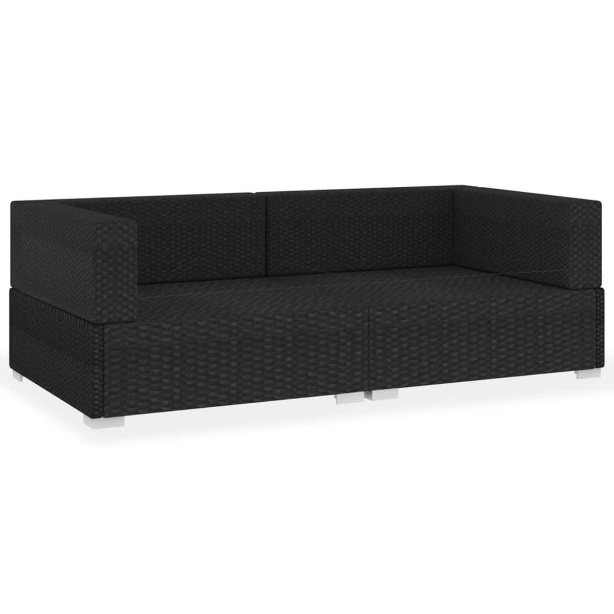 Black Poly Rattan Patio Sofa Set with Cushions I98958