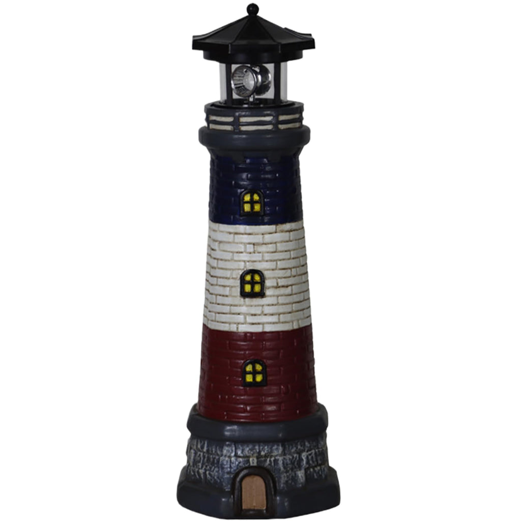15" Tall Waterproof Resin Lighthouse Lamp with 360° Rotating LED J42651