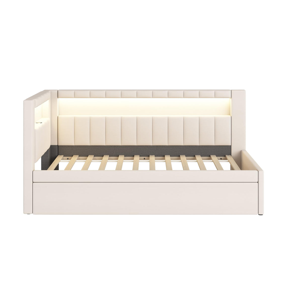 White Twin Size Upholstered Daybed with Trundle H345542