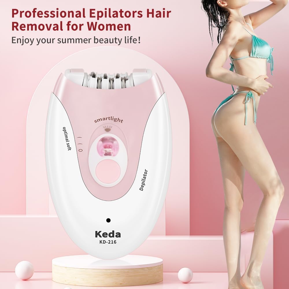 Facial Epilator with LED Light Two Speed Hair Removal Device V650411