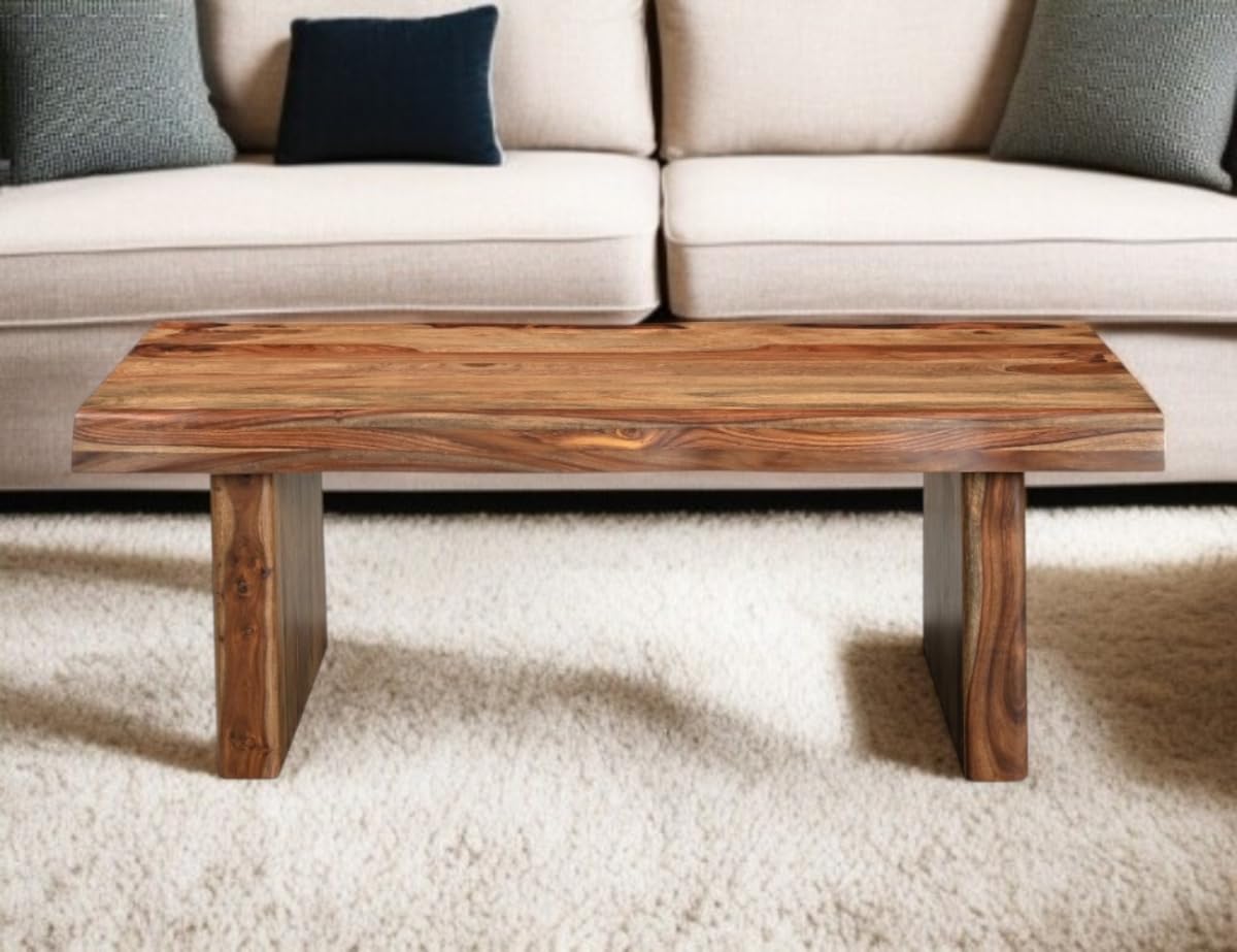 Brown Solid Wood Live Edge Coffee Table Y43359