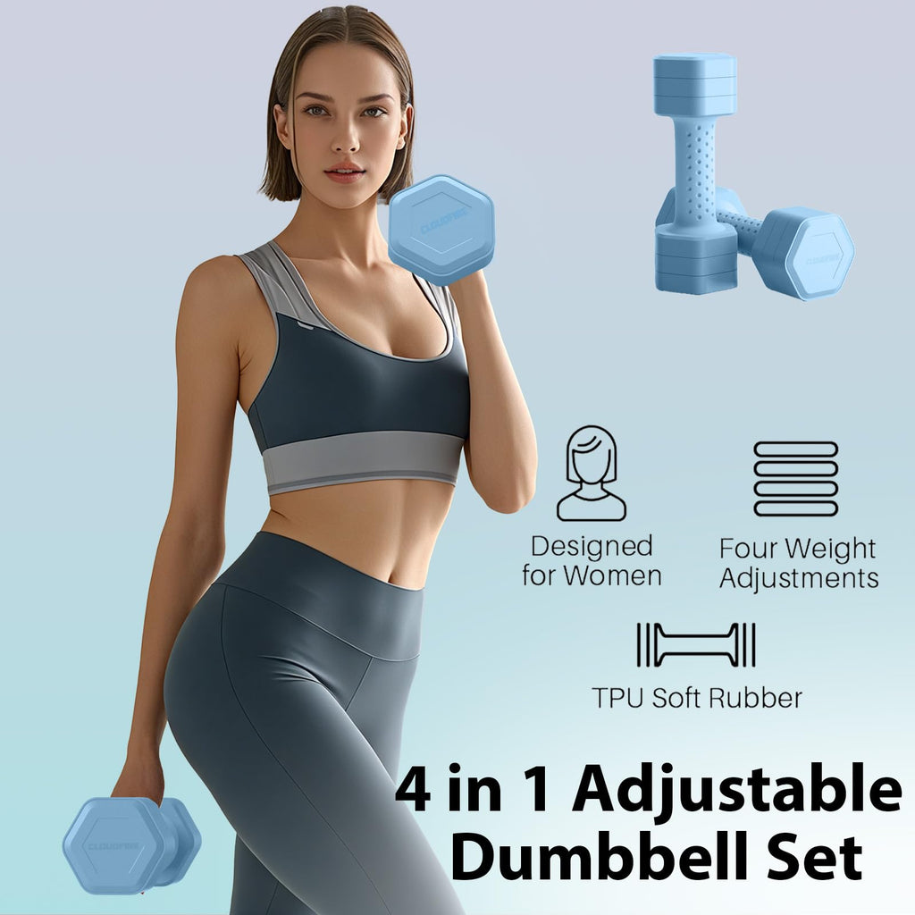 Adjustable 4 in 1 Dumbbell Set of 2, 5 lb C668834