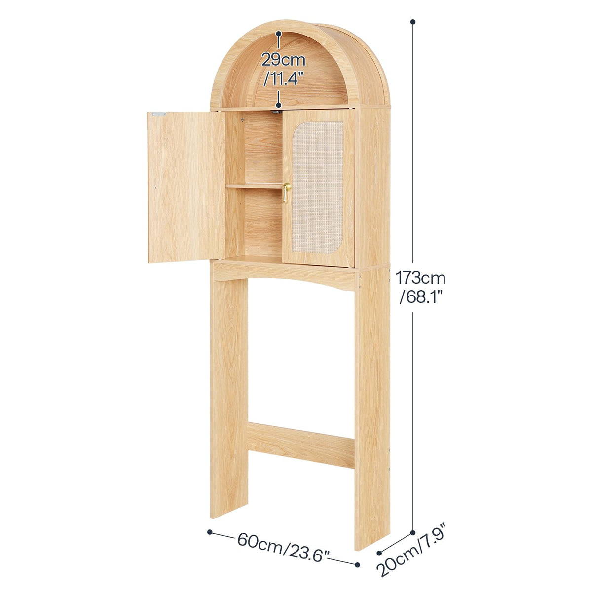 Arched Rattan Over the Toilet Storage Cabinet with Doors U824