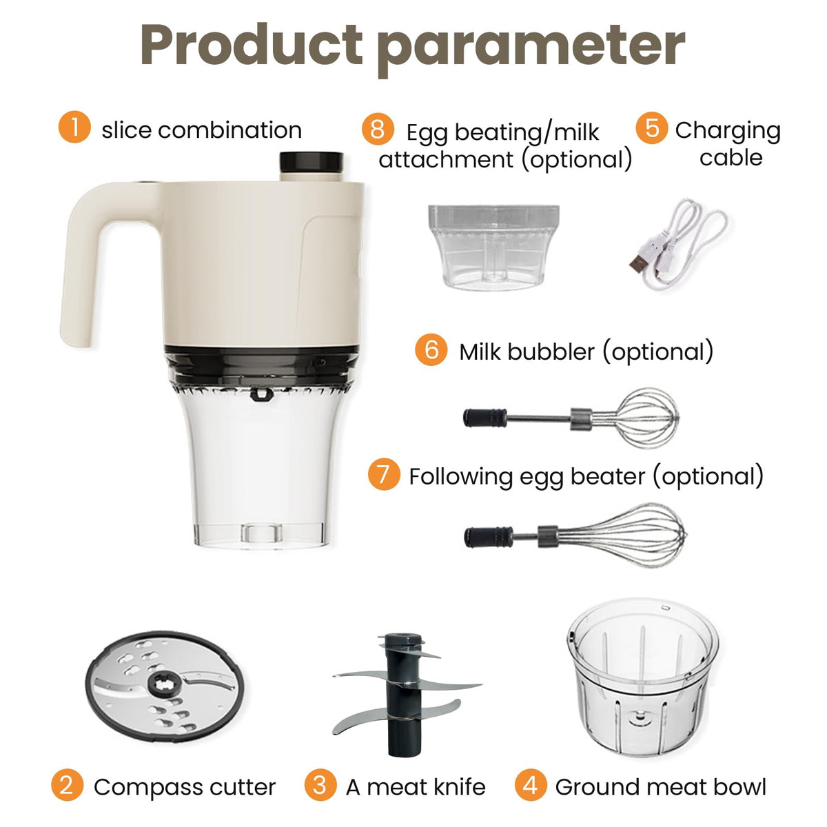 4-in-1 Waterproof Cordless Electric Vegetable Slicer Set I3856