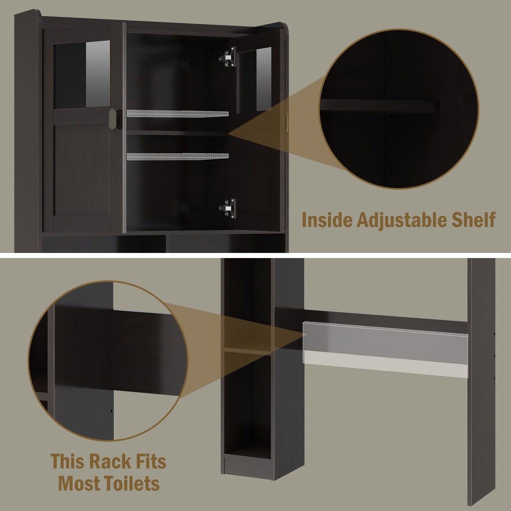 Over The Toilet Storage Cabinet with Doors and Shelves Z96798