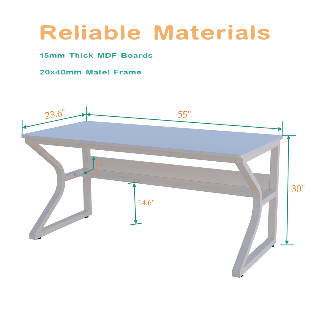 55-Inch Extra Long Desk with Storage Shelf A238011
