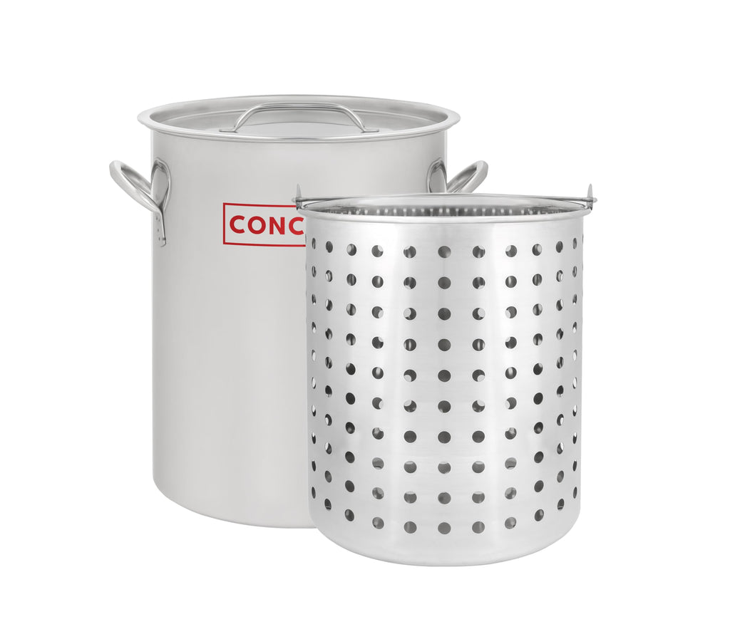 42 QT Stainless Steel Stock Pot with Basket D819