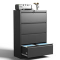4 Drawer Black Metal File Cabinet with Lock Y665794