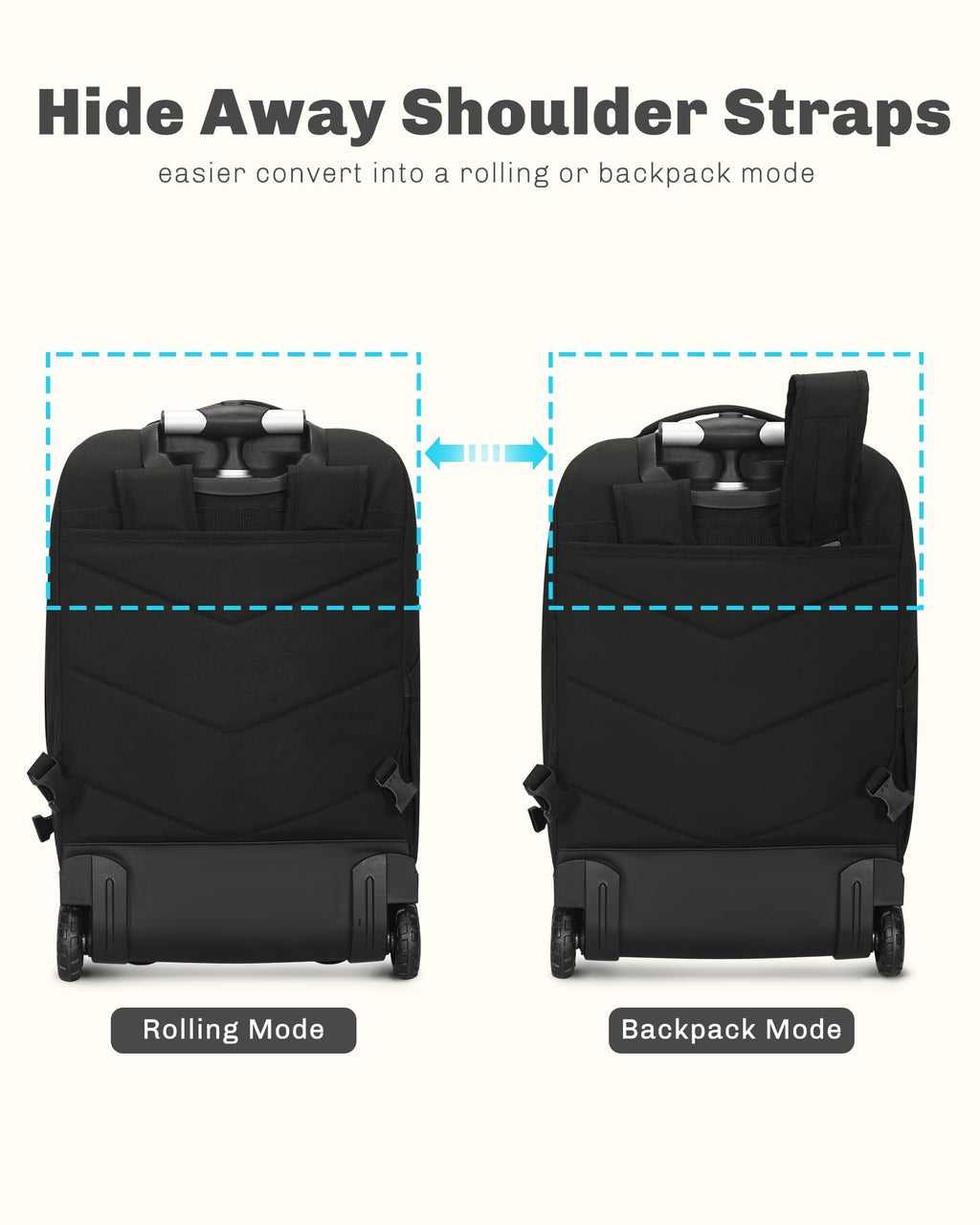 Rolling Backpack with Wheels 43L with Packing Cubes Set 6PC C479