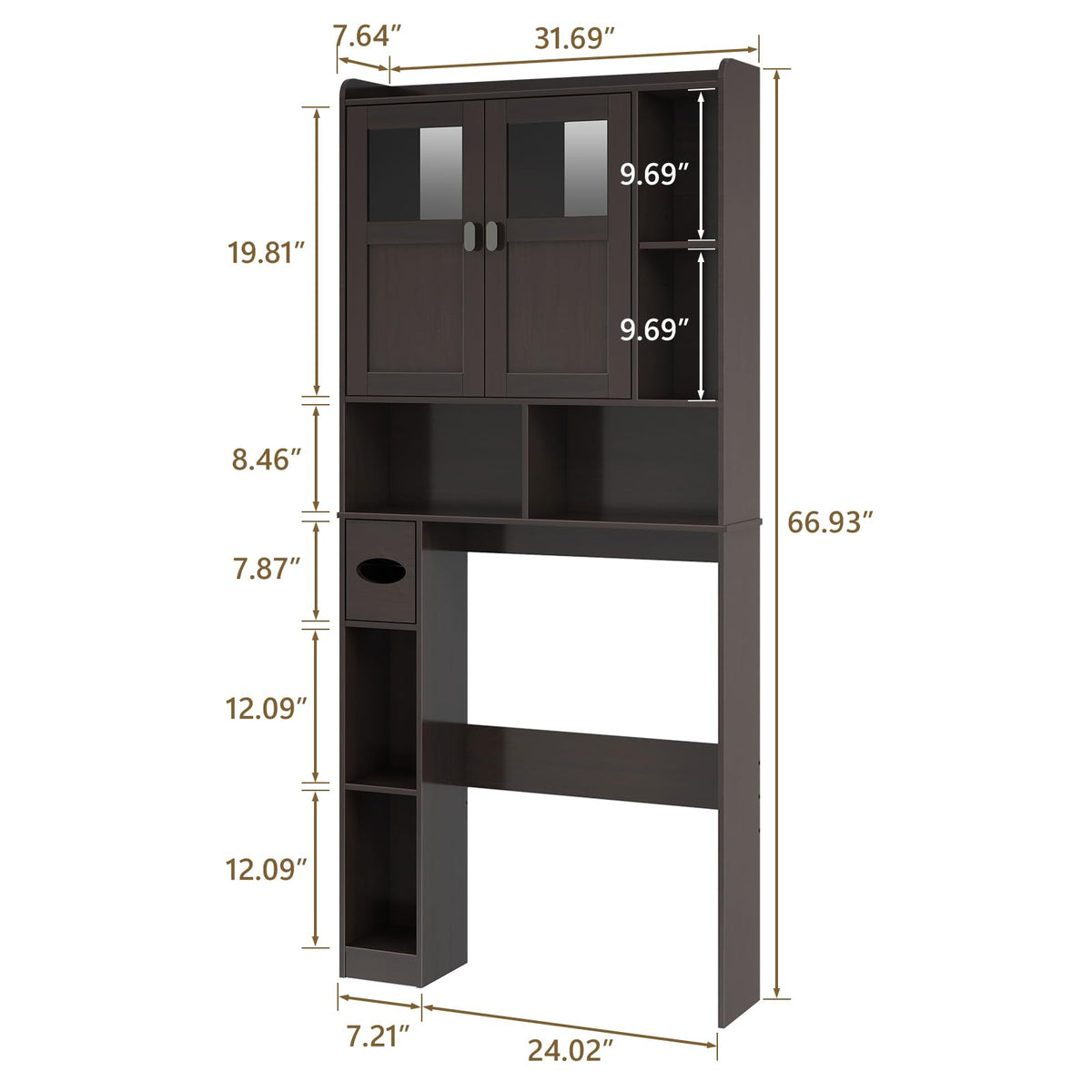 Over The Toilet Storage Cabinet with Doors and Shelves Z96798