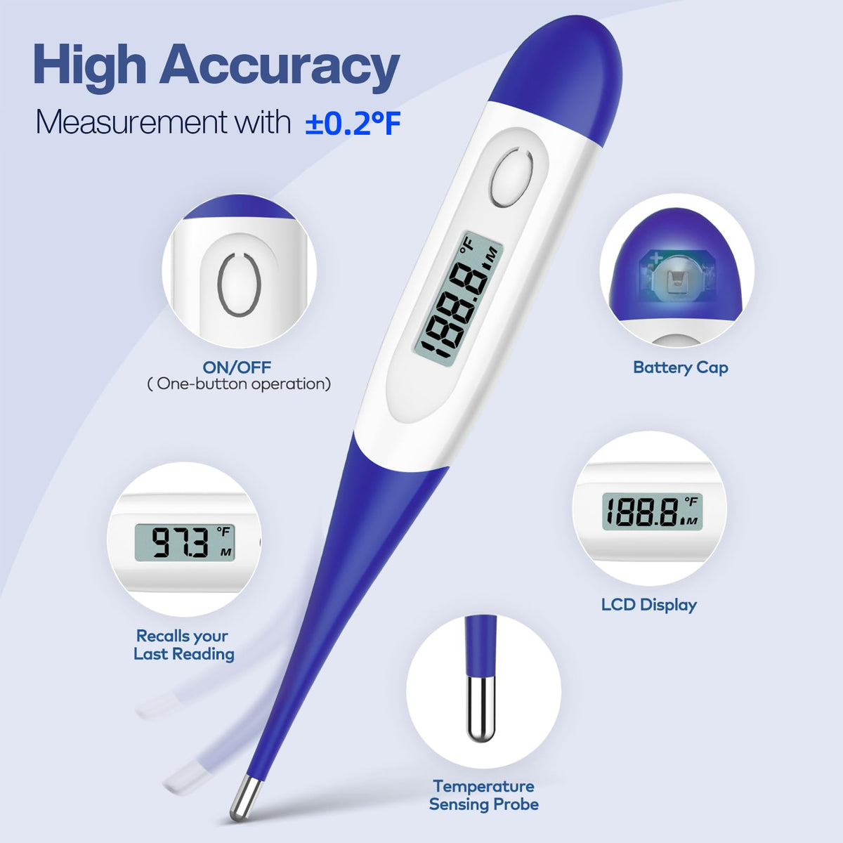 Digital Thermometer Dark Blue B1949