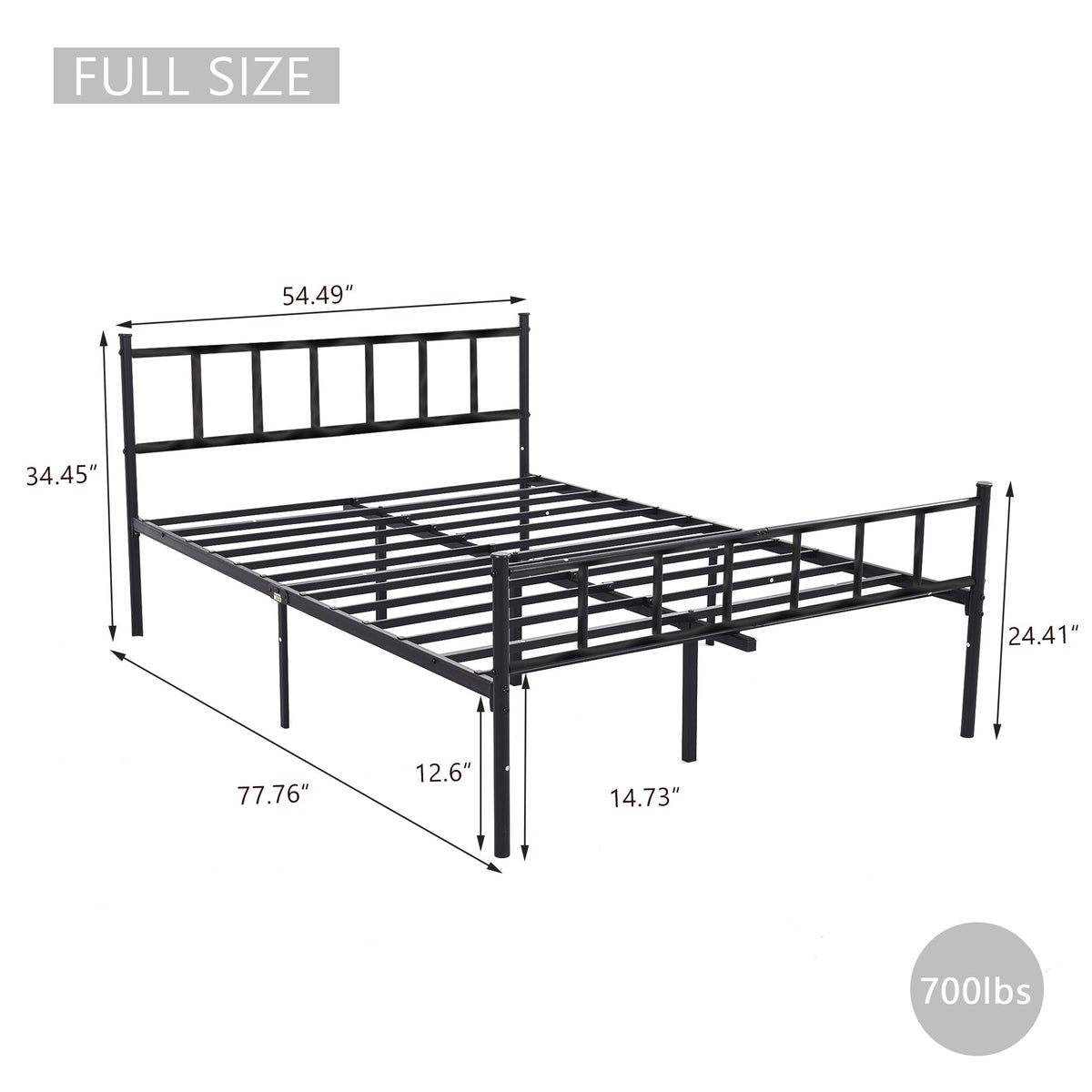 Black Full Size Metal Platform Bed Frame I63159