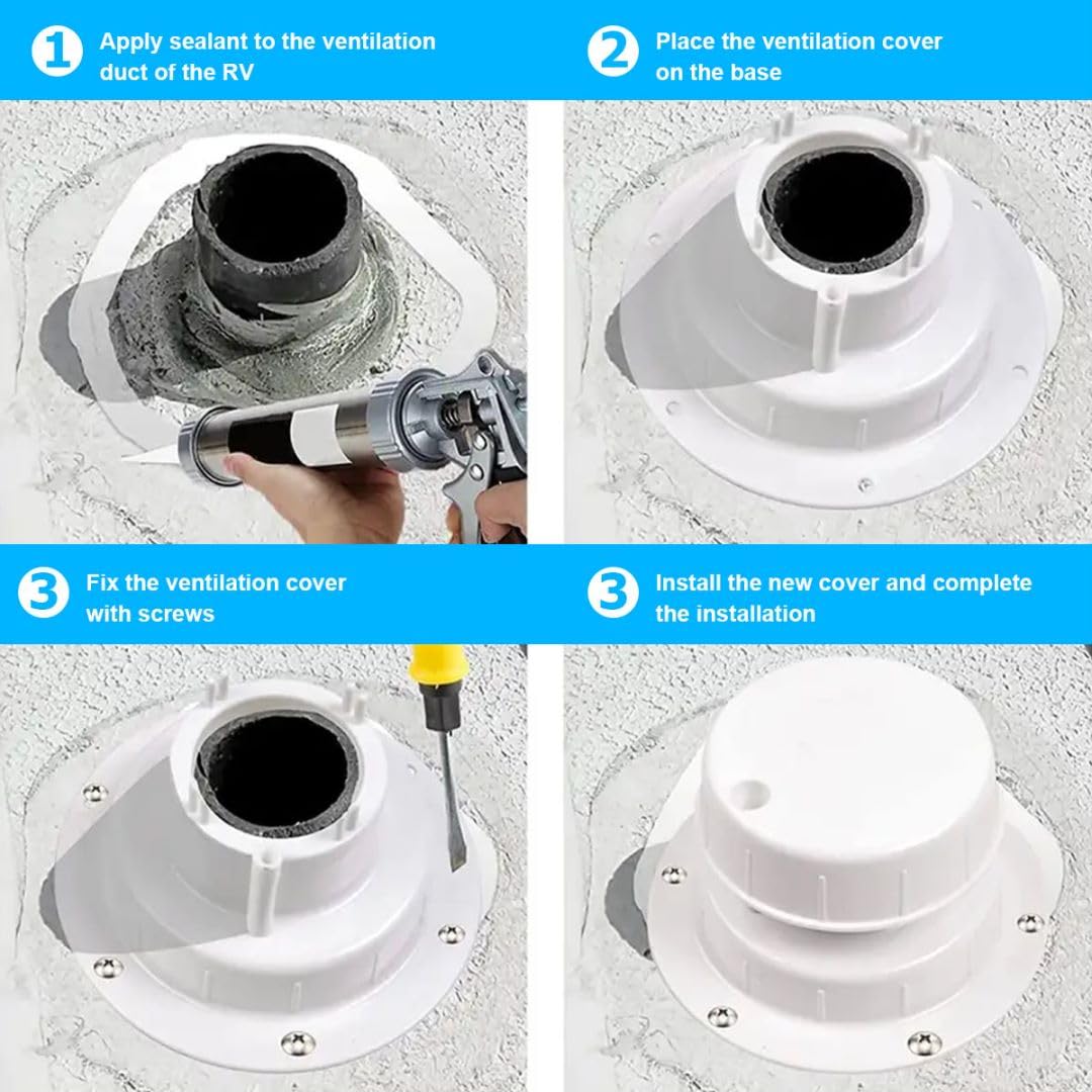 RV Plumbing Vent Caps 2 Pcs White Plastic Z414