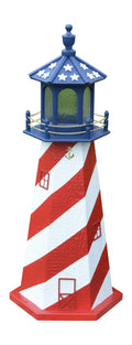 Patriotic Style Outdoor Lighthouse with Solar LED Light, 48" Tall Q3468