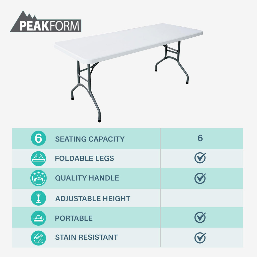 White 6 Foot Folding Multipurpose Table R900
