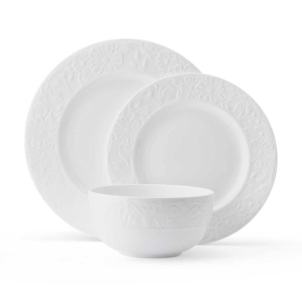 White 12 Piece Bone China Dinnerware Set U7560