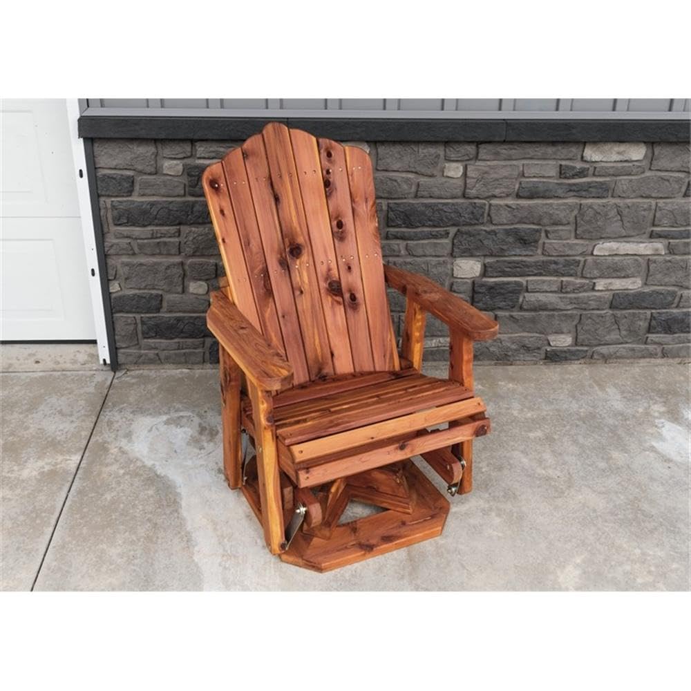 Brown Solid Wood Adirondack Swivel Glider Chair U37065