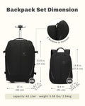 Rolling Backpack with Wheels 43L with Packing Cubes Set 6PC C479