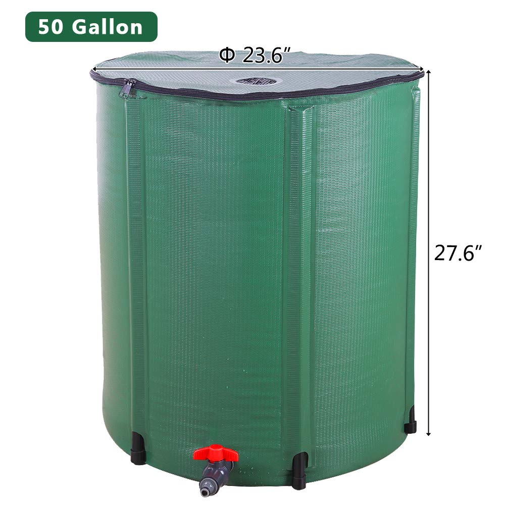 Collapsible 50 Gallon Green Rain Barrel S8836