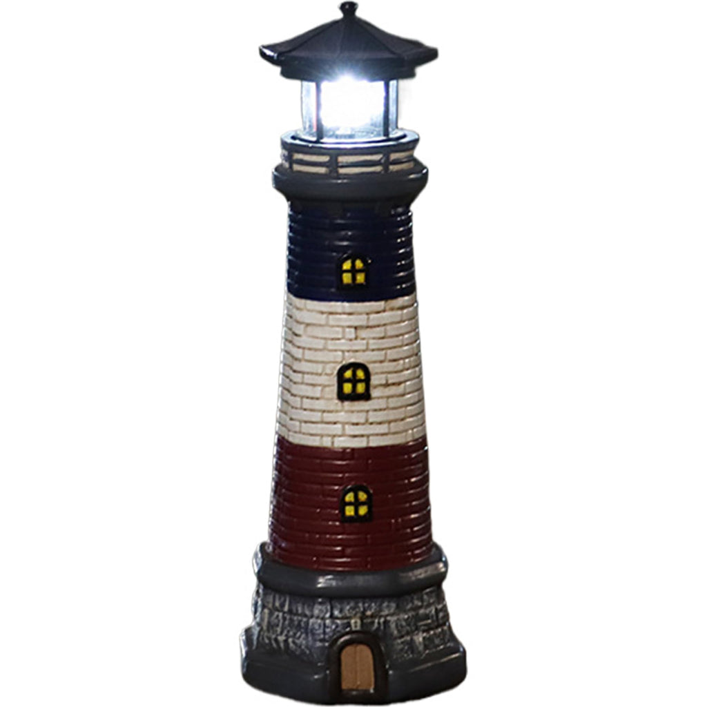 15" Tall Waterproof Resin Lighthouse Lamp with 360° Rotating LED J42651