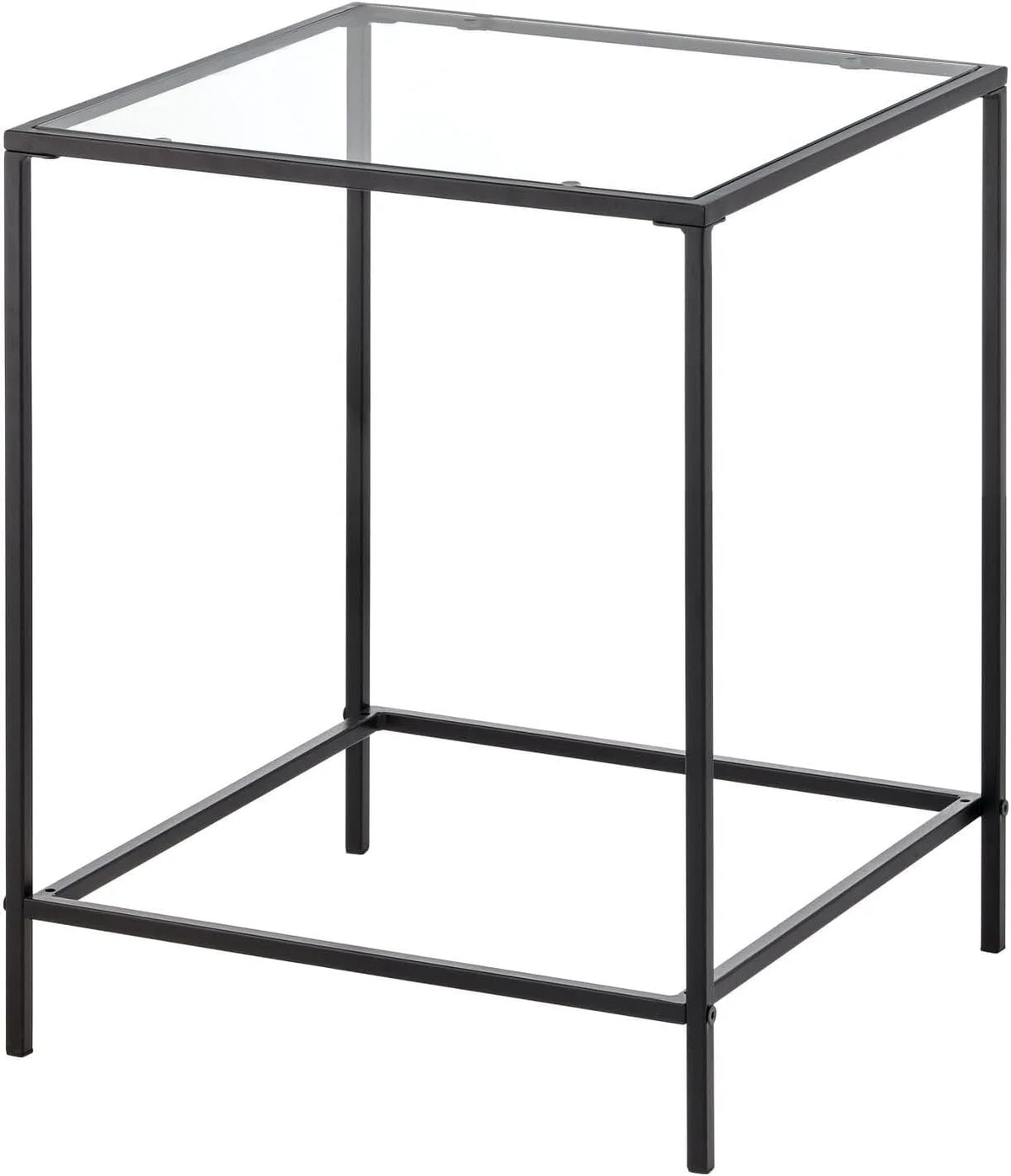 Black Glass Top Square Side Table U651