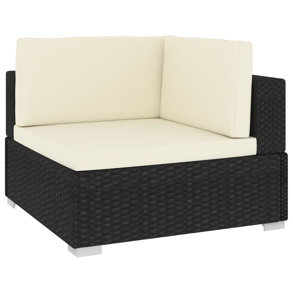 Black Poly Rattan Patio Sofa Set with Cushions I98958