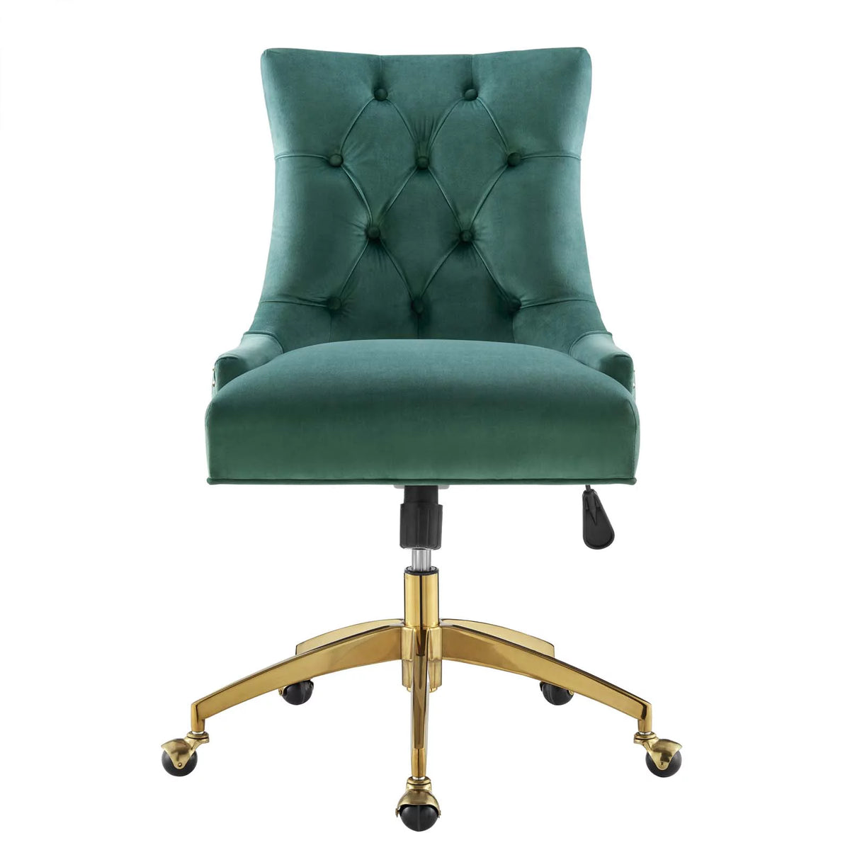 Velvet Gold Teal Blue Tufted Chair K384