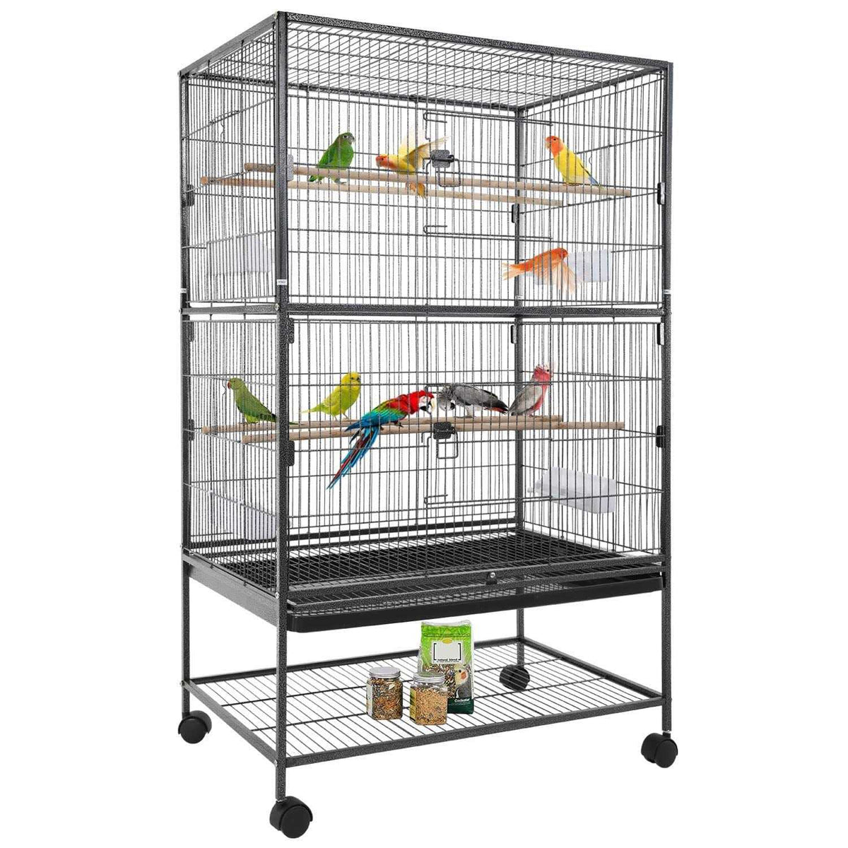 35-inch Wrought Iron Bird Cage with Rolling Stand N531790