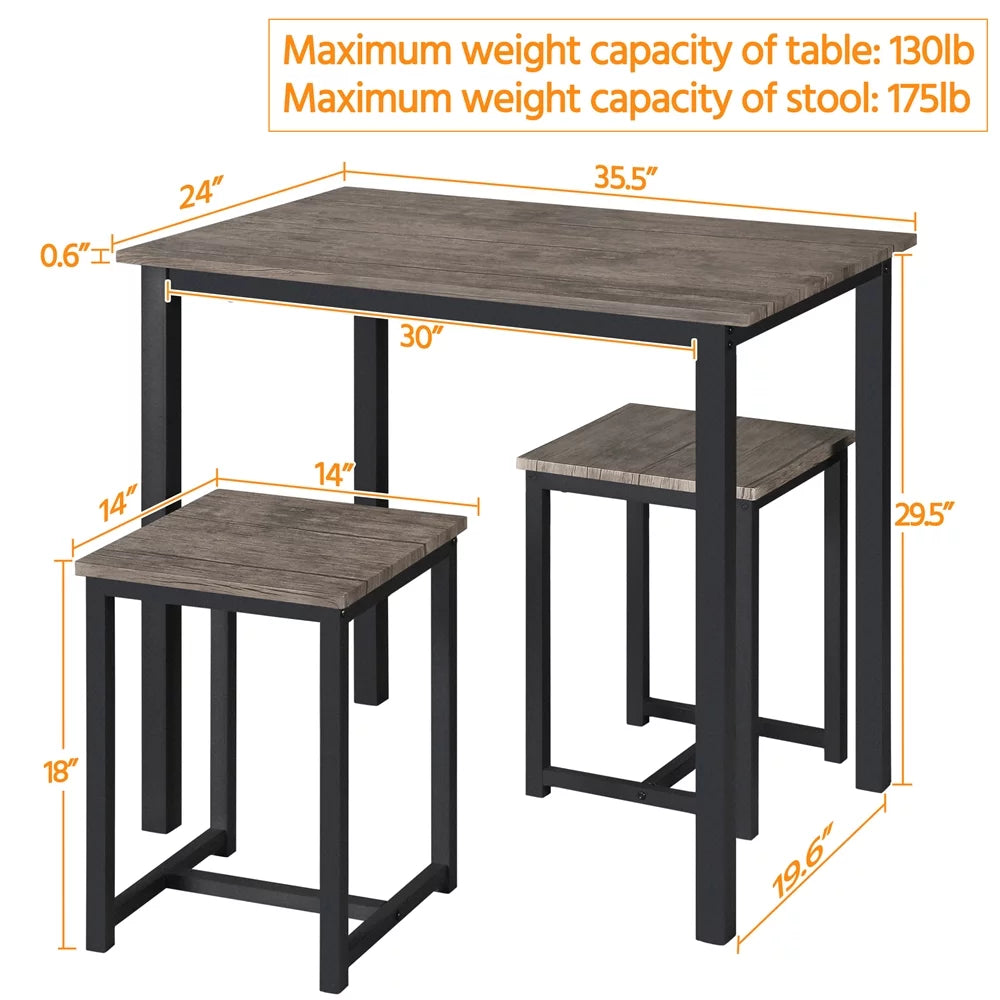 3-Piece Dining Table Set with 2 Stools P44370