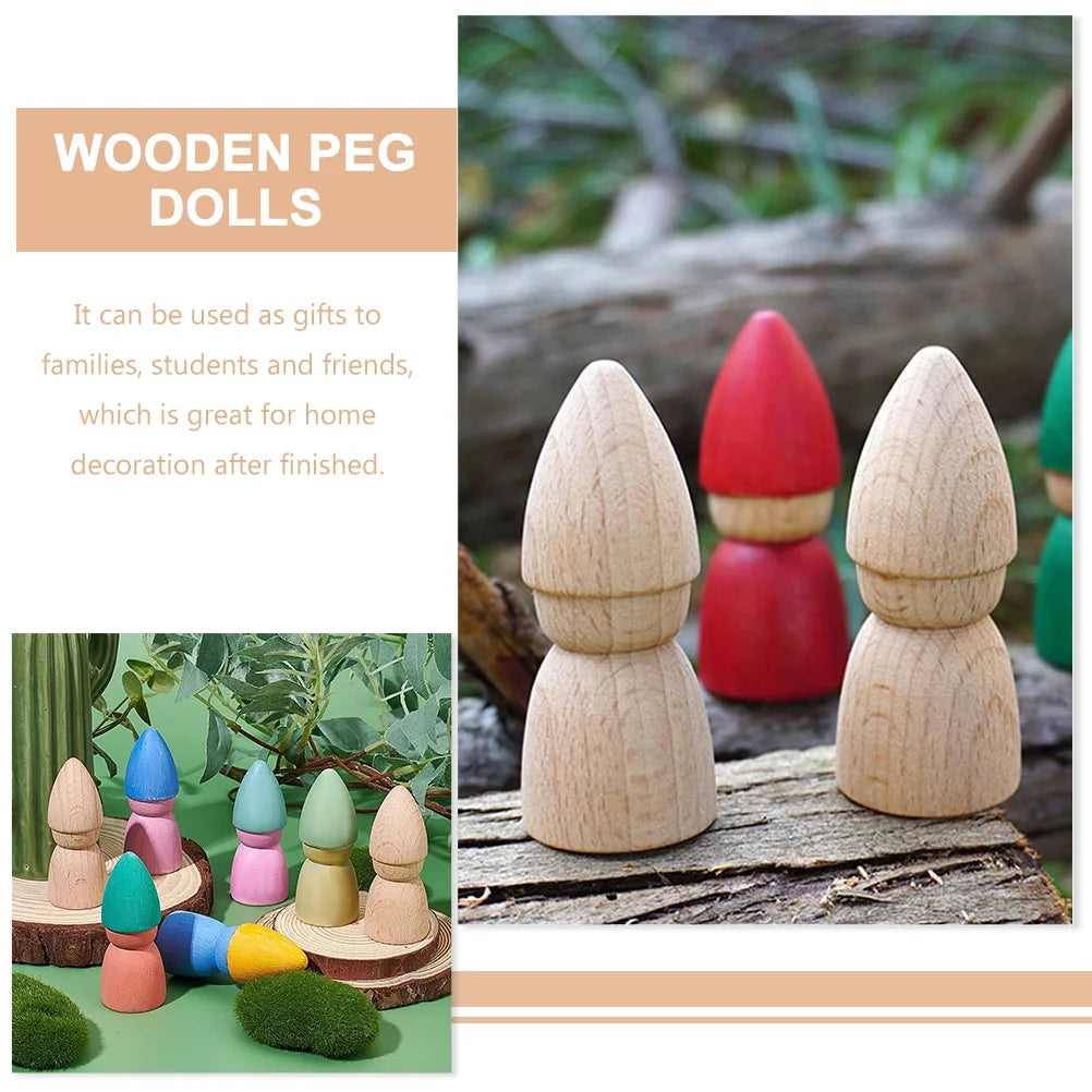 8pcs Unpainted Wooden Peg Dolls I4580