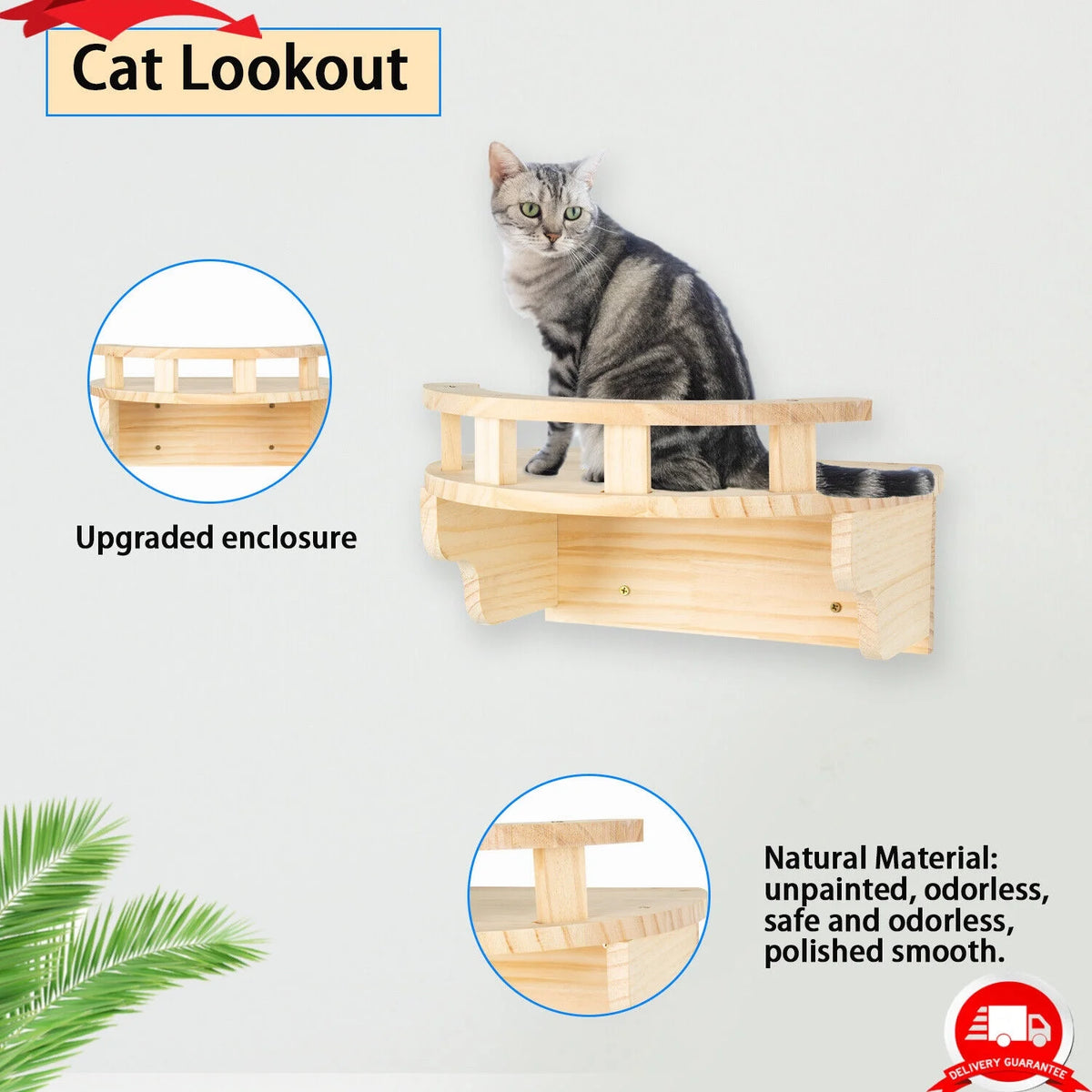 5PCS Cat Climbing Frame Wall Mounted Cat Scratching Post Wooded Jumping Platform I853209