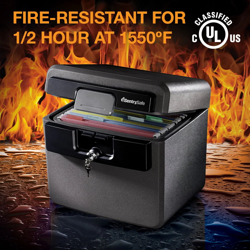 Fire-Resistant Water-Resistant Key Lock Safe Box 0.65 cu. ft. V78872